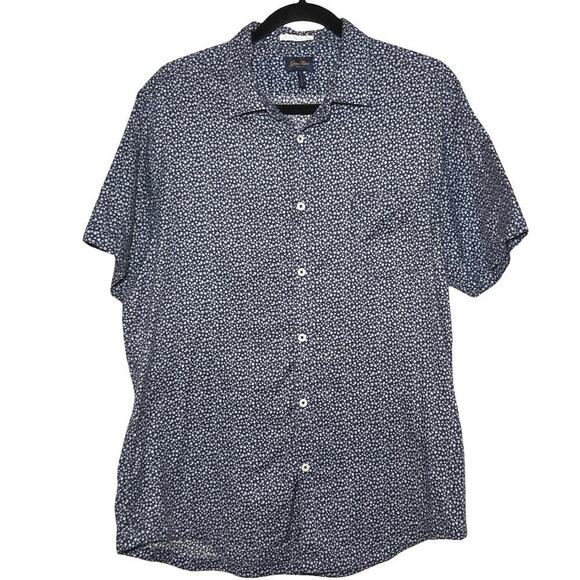 Good Man Brand Men’s On Point Slim Fit Button Down Shirt Blue Floral Size Large - Picture 2 of 6